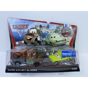 NIB Disney Pixar Cars 2 Mater With Spy Glasses & Acer 1:55 Diecast Car Set